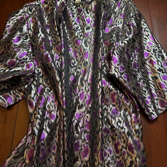 Maggie Sweet 3x Purple Black Silver Shiny Cover Up Top - Picture 5 of 10